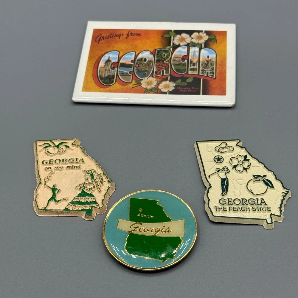 Georgia Souvenir Travel Magnets Lot State Map‎ Peach Atlanta Postcard